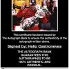 Helio Castroneves certificate of authenticity from the autograph bank