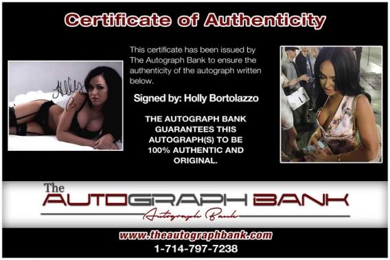 Holly Bortolazzo certificate of authenticity from the autograph bank
