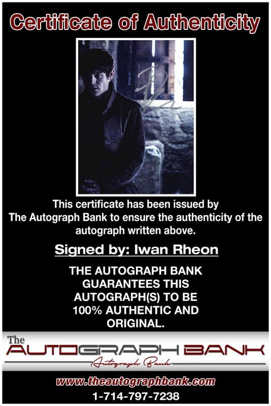 Iwan Rheon certificate of authenticity from the autograph bank