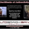 Jacey Marie certificate of authenticity from the autograph bank