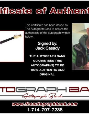Jack Casady certificate of authenticity from the autograph bank