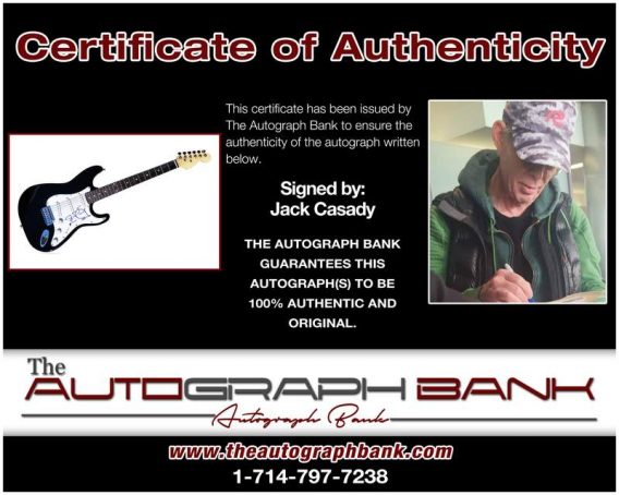 Jack Casady certificate of authenticity from the autograph bank