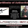 Jack Casady certificate of authenticity from the autograph bank