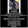 Jaimie Alexander certificate of authenticity from the autograph bank