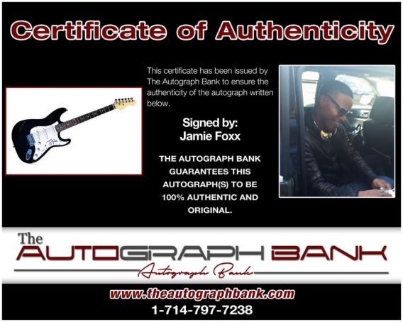 Jamie Foxx certificate of authenticity from the autograph bank