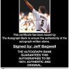 Jeff Bagwell certificate of authenticity from the autograph bank