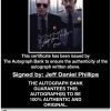 Jeff Daniel Phillips certificate of authenticity from the autograph bank