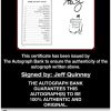 Jeff Quinney certificate of authenticity from the autograph bank