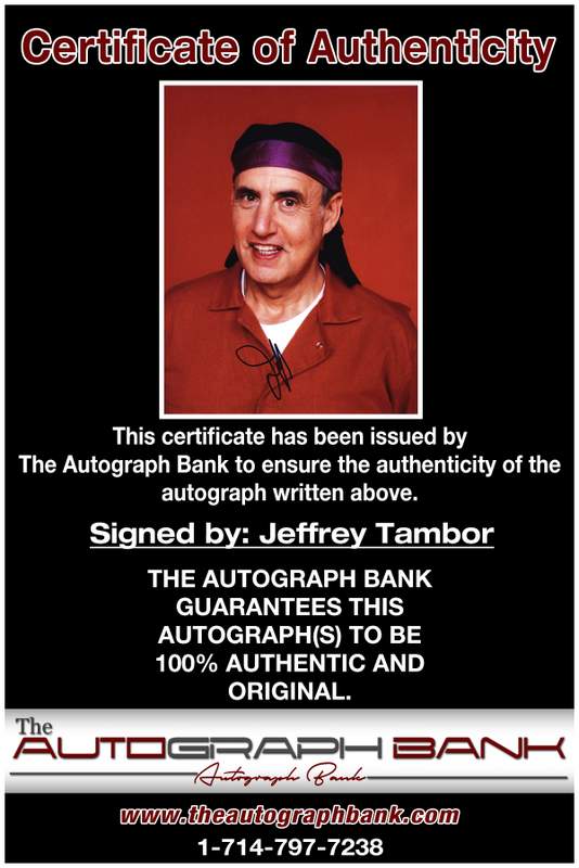 Jeffrey Tambor certificate of authenticity from the autograph bank