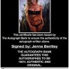 Jenna Bentley certificate of authenticity from the autograph bank