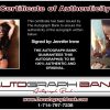 Jennifer Irene certificate of authenticity from the autograph bank