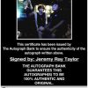 Jeremy Ray Taylor certificate of authenticity from the autograph bank