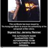 Jeremy Renner certificate of authenticity from the autograph bank