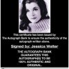 Jessica Walter certificate of authenticity from the autograph bank