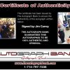Jim Carrey certificate of authenticity from the autograph bank