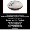 Jim Plunkett certificate of authenticity from the autograph bank