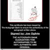 Joe Ogilvie certificate of authenticity from the autograph bank