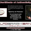 Joe Theismann certificate of authenticity from the autograph bank