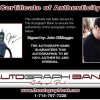 John Dimaggio certificate of authenticity from the autograph bank