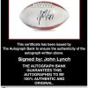 John Lynch certificate of authenticity from the autograph bank