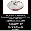John Lynch certificate of authenticity from the autograph bank