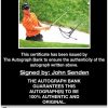 John Senden certificate of authenticity from the autograph bank