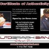 Jon Bones certificate of authenticity from the autograph bank