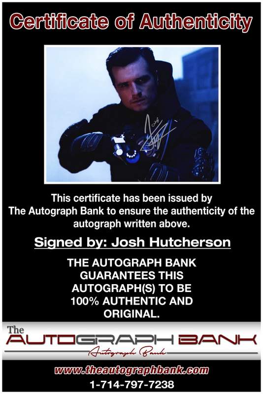 Josh Hutcherson certificate of authenticity from the autograph bank
