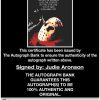 Judie Aronson certificate of authenticity from the autograph bank