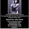 Julia Jones certificate of authenticity from the autograph bank