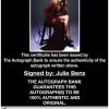 Julie Benz certificate of authenticity from the autograph bank