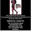 Junkie Xl certificate of authenticity from the autograph bank
