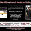 Justin Faulk certificate of authenticity from the autograph bank