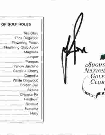 Justin Rose authentic signed Masters Score card