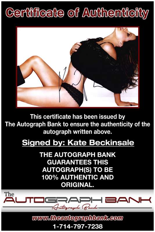 Kate Beckinsale certificate of authenticity from the autograph bank