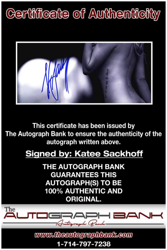 Katee Sackhoff certificate of authenticity from the autograph bank