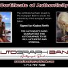 Kaylea Smith certificate of authenticity from the autograph bank