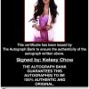 Kelsey Chow certificate of authenticity from the autograph bank
