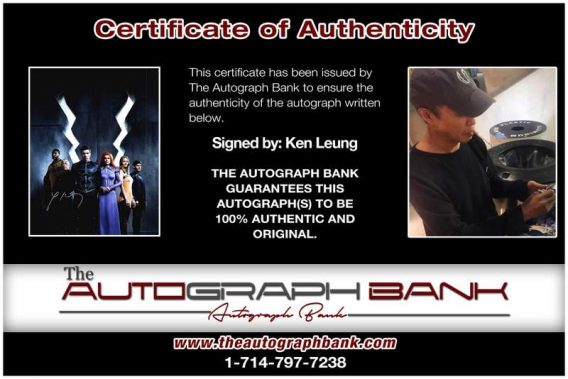 Ken Leung certificate of authenticity from the autograph bank