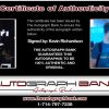 Kevin Richardson certificate of authenticity from the autograph bank