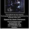 Kevin Thompson certificate of authenticity from the autograph bank