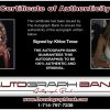 Khloe Terae certificate of authenticity from the autograph bank