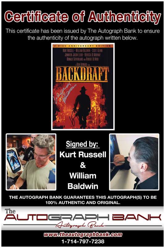 Kurt Russell & William Baldwin certificate of authenticity from the autograph bank