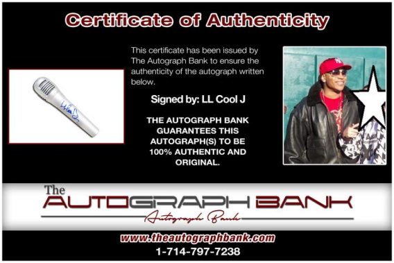 Ll Cool J certificate of authenticity from the autograph bank