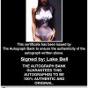 Lake Bell certificate of authenticity from the autograph bank