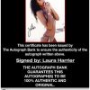 Laura Harrier certificate of authenticity from the autograph bank