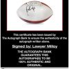 Lawyer Milloy certificate of authenticity from the autograph bank