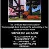 Lex Lang certificate of authenticity from the autograph bank