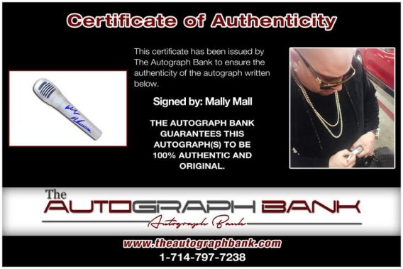 Mally Mall certificate of authenticity from the autograph bank