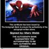 Marc Webb certificate of authenticity from the autograph bank